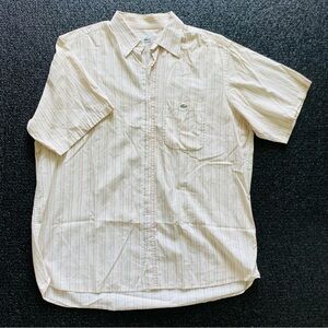 VTG Y2K 2000s Lacoste Men's Cream Striped Button Up Shirt Size XL/42